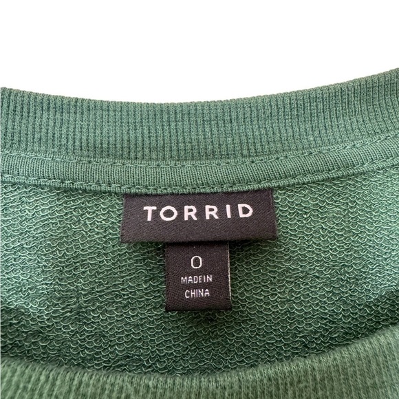 Torrid Navy Gray Green Colorblock French Terry Pullover Sweatshirt Size 0 - Picture 8 of 9